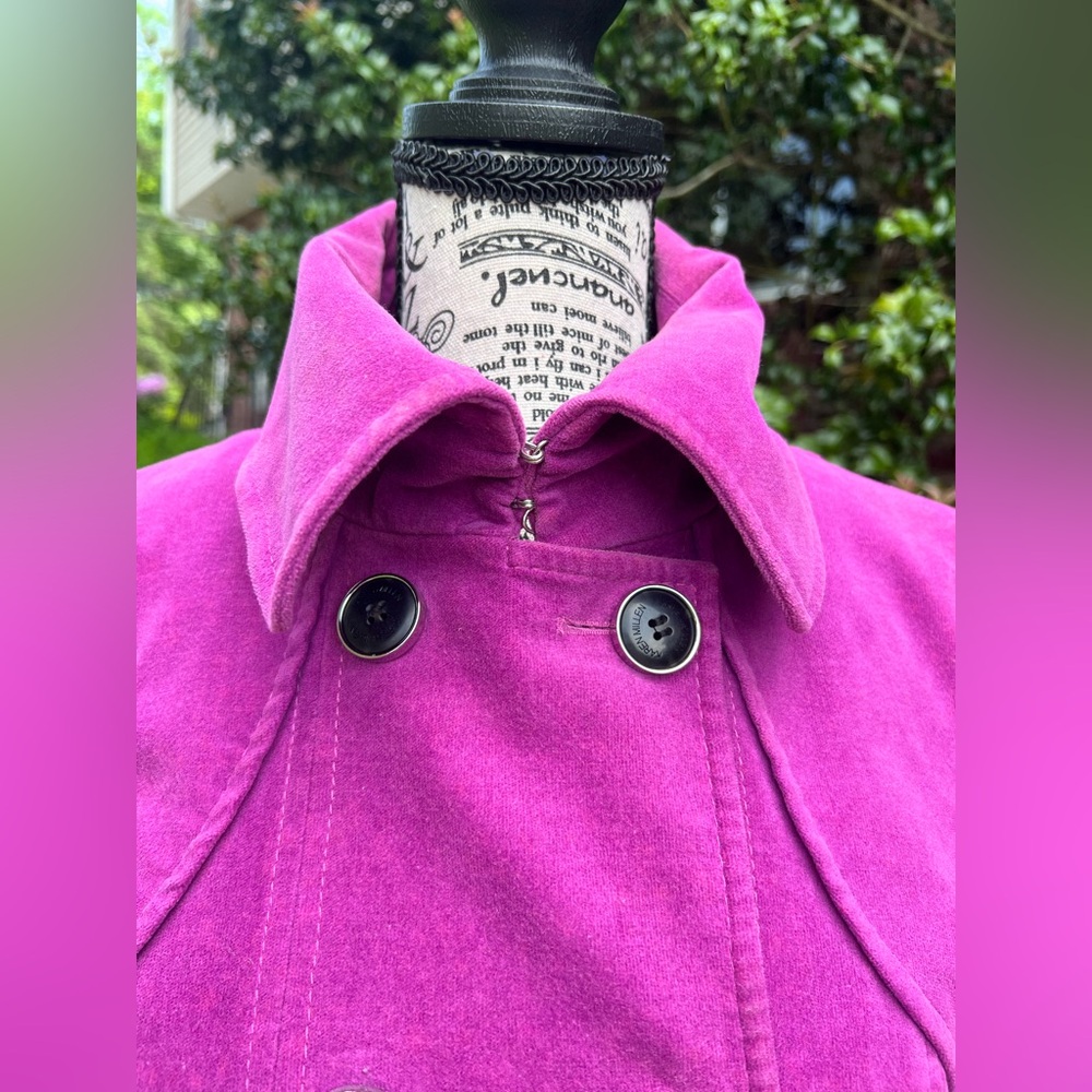 Karen Millen Purple Fit &Flare Trench Coat UK12 US8 fits US 4-6 - Picture 6 of 16